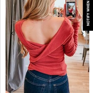 Free People Criss Cross Soft Ribbed Top Rust Color Size Large